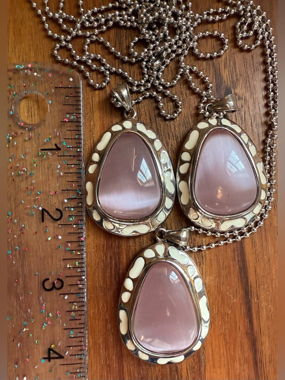 Choose 1: Silver Tone Pink Teardrop Pendant Necklace Pendant Cat’s Eye Large